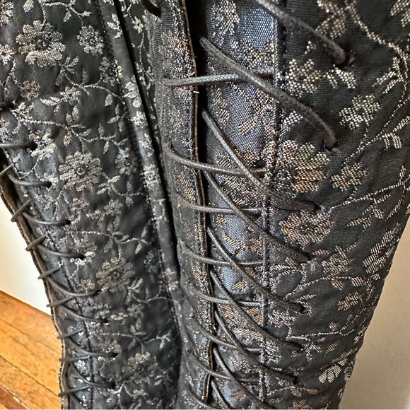 Anna Sui x Emma Hope Midnight Blue Tapestry Lace Up Boots - Picture 9 of 10